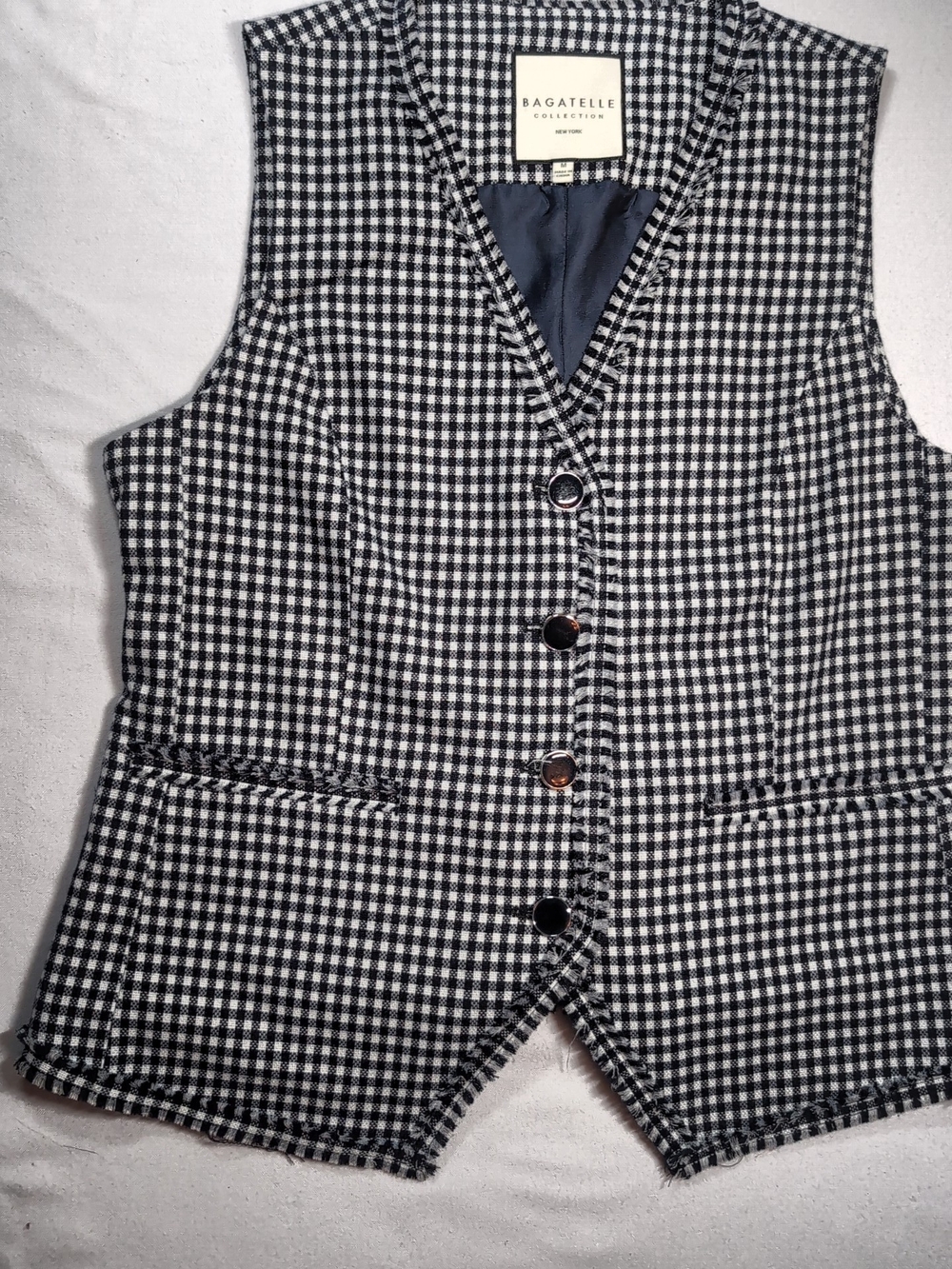Bagatelle Black & White Gingham Vest